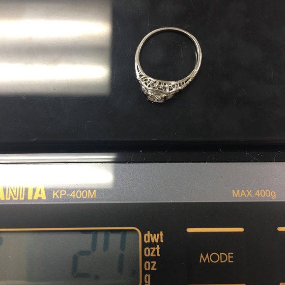 Antique platinum round diamonds ring - Picture 5 of 5